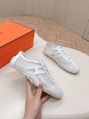 KIGA SNEAKER IN WHITE CROCHET KNIT AND CALFSKIN