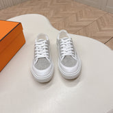 HM 25S SNEAKER LOW SPORTS IN GREY CANVAS MIX WHITE LAMBSKIN