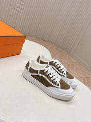 HM 25S SNEAKER LOW SPORTS IN BROWN SUEDE MIX WHITE LAMBSKIN