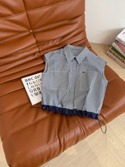 CC 25 Striped Shirt Navy Blue White Cotton