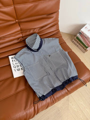 CC 25 Striped Shirt Navy Blue White Cotton