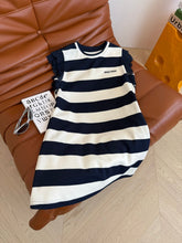 MIU NAVY DRESS WITH WIDE STRIPES 265712