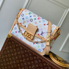LV x TM DAUPHINE SOFT 28 IN COLORFUL MONOGRAM PATTERN AND WHITE COATED CANVAS