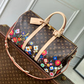 KEEPALL BANDOULIÈRE FLORAL 45 IN BROWN MONOGRAM COATED CANVAS