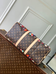 KEEPALL BANDOULIÈRE FLORAL 45 IN BROWN MONOGRAM COATED CANVAS