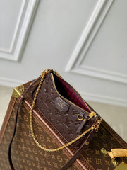 EASY POUCH ON STRAP 19 IN DARK BROWN MONOGRAM EMBOSSED LOGO CALFSKIN