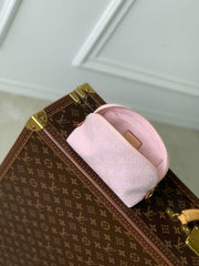 COSMETIC POUCH 19 IN PINK MONOGRAM DENIM GOLD HARDWARE