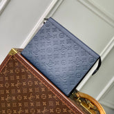 POCHETTE VOYAGE 27 IN DARK BLUE MONOGRAM ECLIPSE CALFSKIN EMBOSSED LOGO