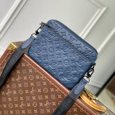 TRIO MESSENGER 25 IN BLUE MONOGRAM SHADOW CALFSKIN