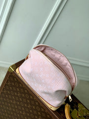 COSMETIC POUCH 27 IN PINK MONOGRAM DENIM GOLD HARDWARE
