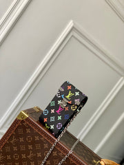 PHONE POUCH 17.5 IN BLACK MULTICOLORED MONOGRAM COATED CANVAS
