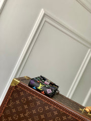 PHONE POUCH 17.5 IN BLACK MULTICOLORED MONOGRAM COATED CANVAS