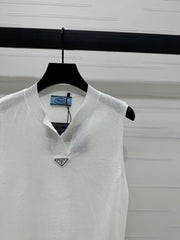 PRADA SEQUIN-EMBELLISHED V-NECK KNIT TANK BLAZER 274810