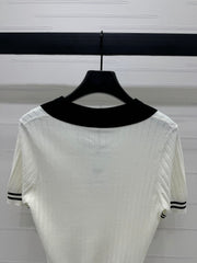 CELINE SHORT-SLEEVE KNIT TOP WHITE 274818