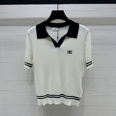 CELINE SHORT-SLEEVE KNIT TOP WHITE 274818