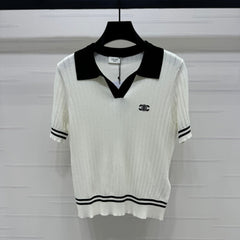 CELINE SHORT-SLEEVE KNIT TOP WHITE 274818