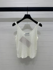 MIU 25S ROUND NECK KNIT TANK TOP WITH HOLES 264266