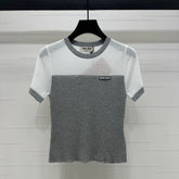 MIUMIU CREW NECK SHORT-SLEEVE SHEER KNIT TOP 274812