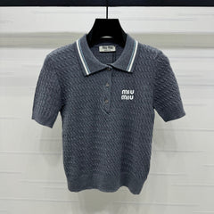 MIUMIU KNITTED POLO SHIRT WHITE 274839