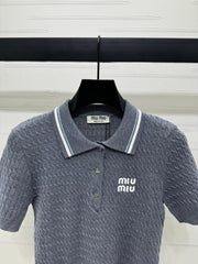 MIUMIU KNITTED POLO SHIRT WHITE 274839