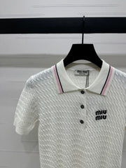 MIUMIU KNITTED POLO SHIRT WHITE 274837