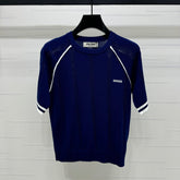 MIU 25S RAGLAN CREW NECK STRIPED KNIT SWEATER 264106