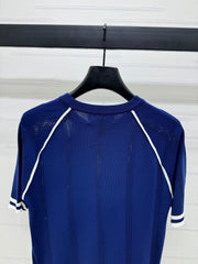 MIU 25S RAGLAN CREW NECK STRIPED KNIT SWEATER 264106