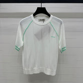 MIU 25S RAGLAN CREW NECK STRIPED KNIT SWEATER 264105