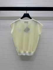 PRAD 25S STRIPED V-NECK KNITTED VEST 264128