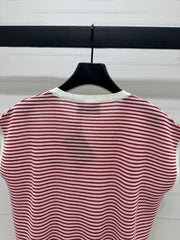 PRAD 25S STRIPED V-NECK KNITTED VEST 264127