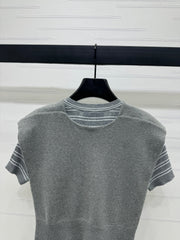 MIU 25S SHORT SLEEVE STRIPED KNITTED CAPE 264139