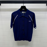 MIU 25S ROUND NECK STRIPED KNIT RAGLAN SHORT SLEEVES 264109