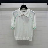 MIU 25S ROUND NECK STRIPED KNIT RAGLAN SHORT SLEEVES 264108