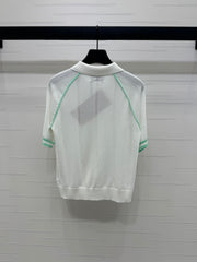 MIU 25S ROUND NECK STRIPED KNIT RAGLAN SHORT SLEEVES 264108