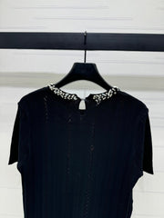 MIU 25S RHINESTONE COLLAR T-SHIRT 264097
