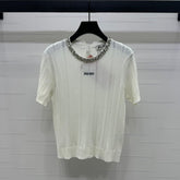 MIU 25S RHINESTONE COLLAR T-SHIRT 264095