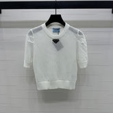 PRAD 25S HOLLOW KNIT SHORT SLEEVE TOP 264134