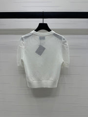 PRAD 25S HOLLOW KNIT SHORT SLEEVE TOP 264134