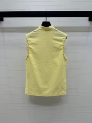 GUCCI SLEEVELESS DENIM TOP WITH STAND COLLAR