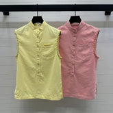 GUCCI SLEEVELESS DENIM TOP WITH STAND COLLAR