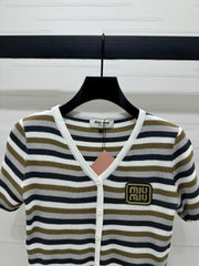 MIUMIU SHORT-SLEEVE KNIT CARDIGAN 274944
