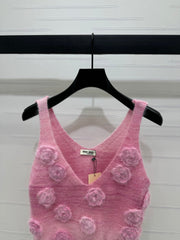 MIUMIU KNIT VEST WITH 3D FLORAL DETAILS 274890