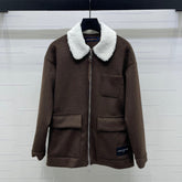 LV 25S KNITTED CARDIGAN WITH SHEARLING COLLAR 0153
