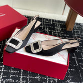 ROGER VIVIER 25S VIVIER SLINGBACK 45MM IN BLACK SILK EMBELLISHED CRYSTALS