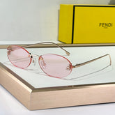 FIRST CRYSTAL RIMLESS OVAL FRAME SUNGLASSES FE4075US IN METAL