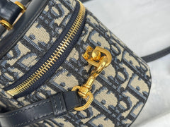 DIOR 25S CD SIGNATURE VANITY 16 IN BLUE DIOR OBLIQUE JACQUARD CANVAS
