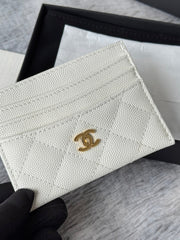 CHANEL 25S CARD HOLDER 11 IN IVORY CAVIAR GOLD HARDWARE
