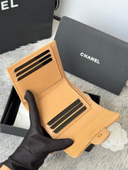 CHANEL 25S CF SMALL TRI FOLD WALLET 11 IN GOLDEN CARAMEL CAVIAR GOLD HARDWARE