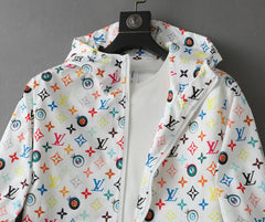 LV WHITE WINDBREAKER WITH COLORFUL MONOGRAM 238983