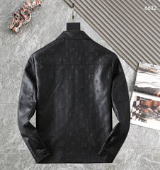 LV SHIRT JACKET IN BLACK CALFSKIN EMBOSSED LOGO 238988